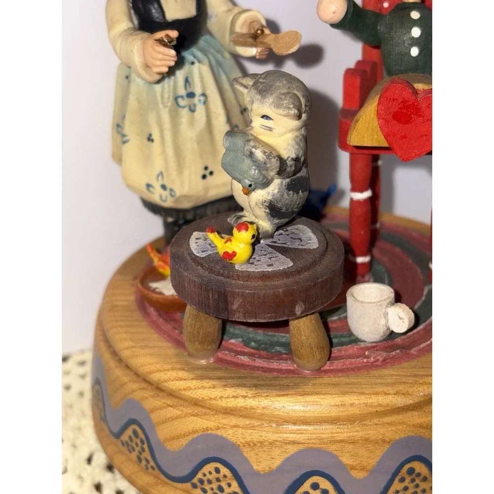 Vintage ANRI Music Box Girl, Kitty, Doll, Birds You Light Up My Life & Edelweiss
